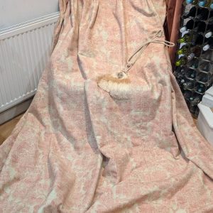 Pink & Cream Linen Harlequin 'Oriella' Second-hand Curtains W320 D230