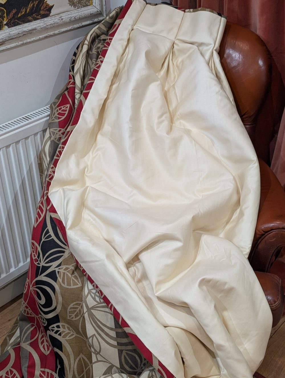 Red Black & Cream Harlequin 'Amalfi' Second-Hand Curtains W224 D230 - Image 7