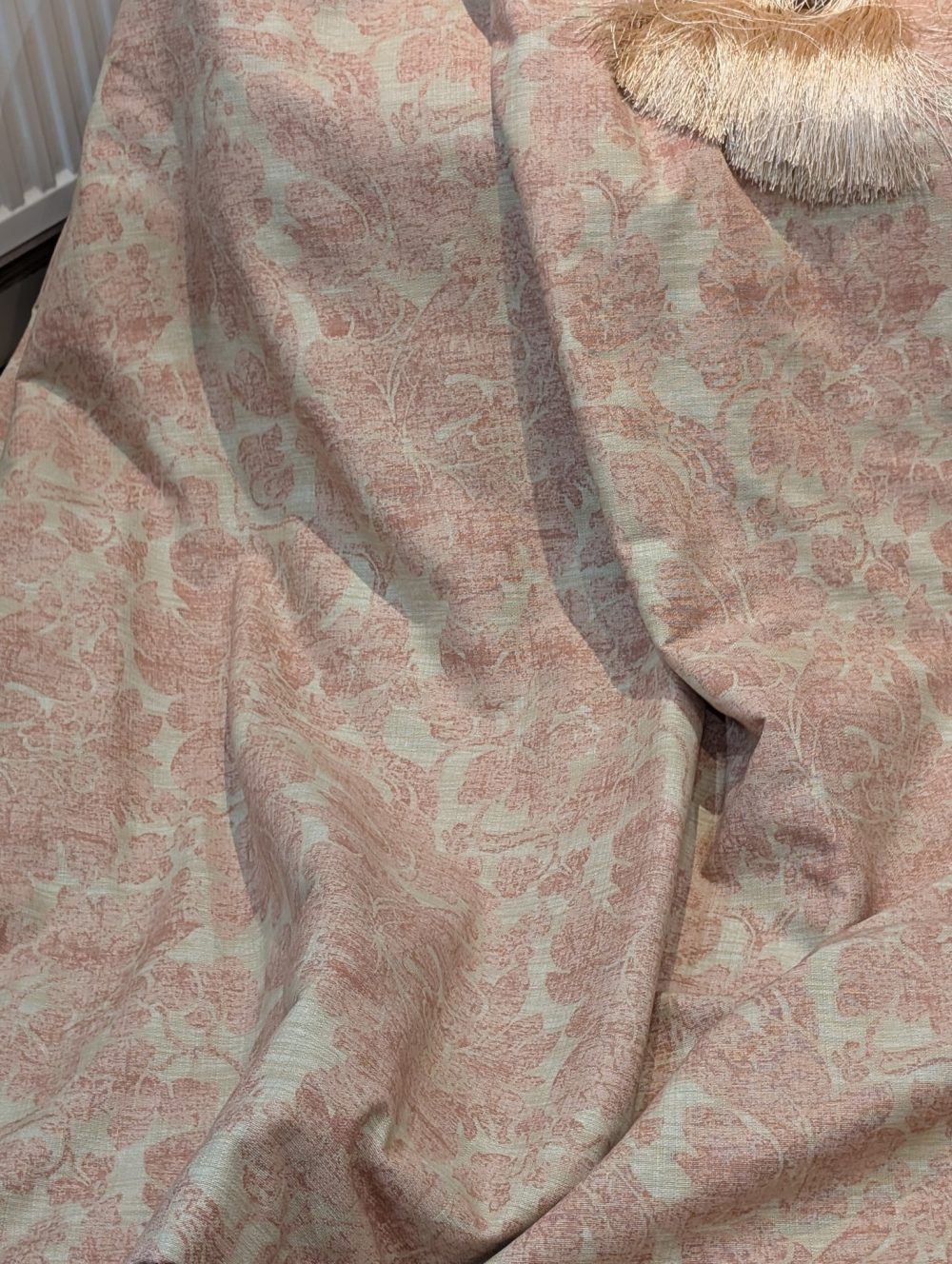 Pink & Cream Linen Harlequin 'Oriella' Second-hand Curtains W320 D230 - Image 2