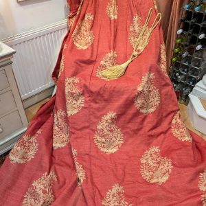 Red & Gold Harlequin 'Kali' Pinch Pleat Second-Hand Curtains - Up to 3 Pairs Available