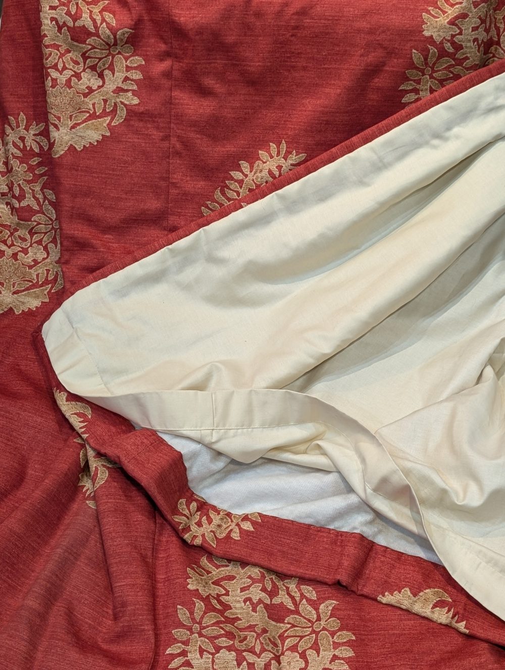 Red & Gold Harlequin 'Kali' Pinch Pleat Second-Hand Curtains - Up to 3 Pairs Available - Image 5