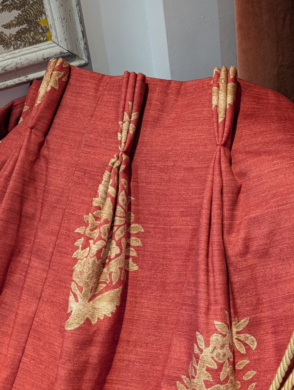 Red & Gold Harlequin 'Kali' Pinch Pleat Second-Hand Curtains - Up to 3 Pairs Available - Image 6