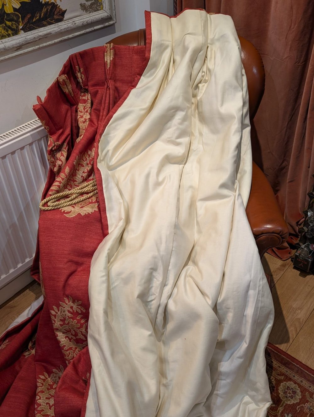 Red & Gold Harlequin 'Kali' Pinch Pleat Second-Hand Curtains - Up to 3 Pairs Available - Image 7
