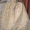 Very Wide Cream Chenille Pinch Pleat Second-Hand Curtains W376 D236 - Image 3