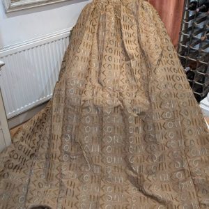 Wide Light Brown Chenille Pinch Pleat Second-Hand Curtains W380 D220