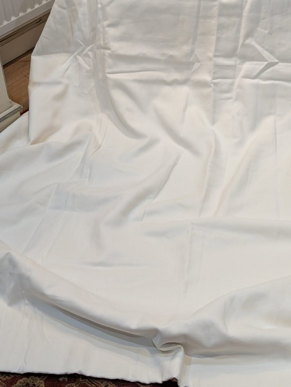 Fab Long Cream Rose Uniacke Linen Second-Hand Curtains with Interlining W193 D272 - 2 Pairs Available - Image 2