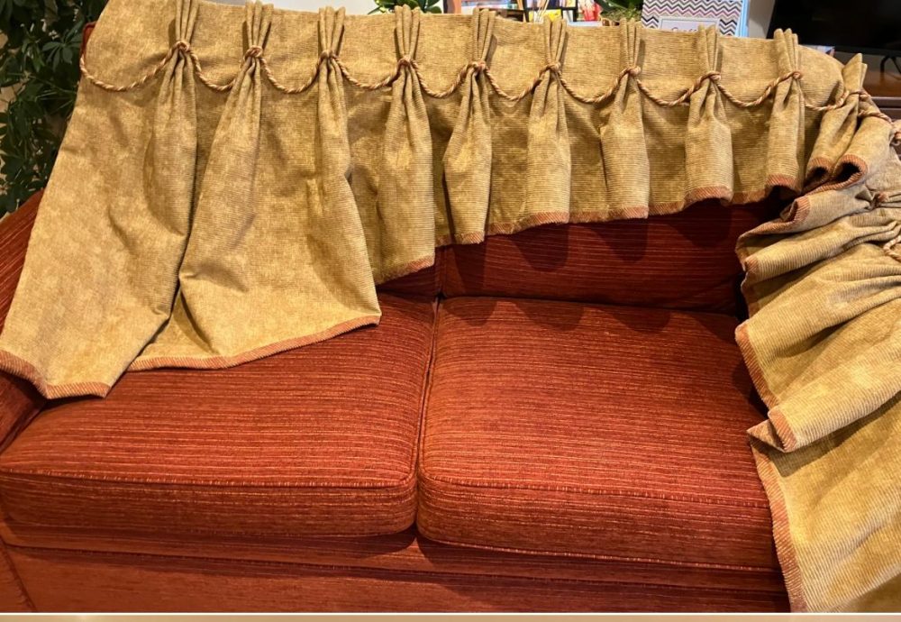 Extra Wide Mid-Brown Cord Vintage Pencil Pleat Second-Hand Curtains W525 D234 - Image 2