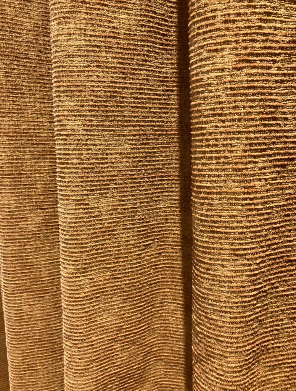 Extra Wide Mid-Brown Cord Vintage Pencil Pleat Second-Hand Curtains W525 D234 - Image 4