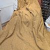 Extra Wide Mid-Brown Cord Vintage Pencil Pleat Second-Hand Curtains W525 D234