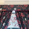 Black and Red Leaf Pattern Pencil Pleat Second-Hand Curtains W200 D297 - Image 4