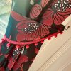 Black and Red Leaf Pattern Pencil Pleat Second-Hand Curtains W200 D297 - Image 2