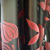 Black and Red Leaf Pattern Pencil Pleat Second-Hand Curtains W200 D297 - Image 3