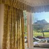Cream and Green Sateen Pencil Pleat Second-Hand Curtains - 2 Pairs Available - Image 2