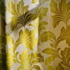 Cream and Green Sateen Pencil Pleat Second-Hand Curtains - 2 Pairs Available - Image 3