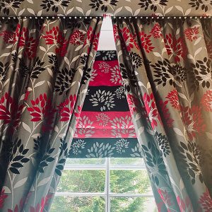 Fine Grey Leaf Pattern Pencil Pleat Second-Hand Curtains W165 D293