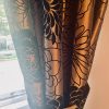 Black and Tan Leaf Pattern Pencil Pleat Second-Hand Curtains W135 D300 - Image 4