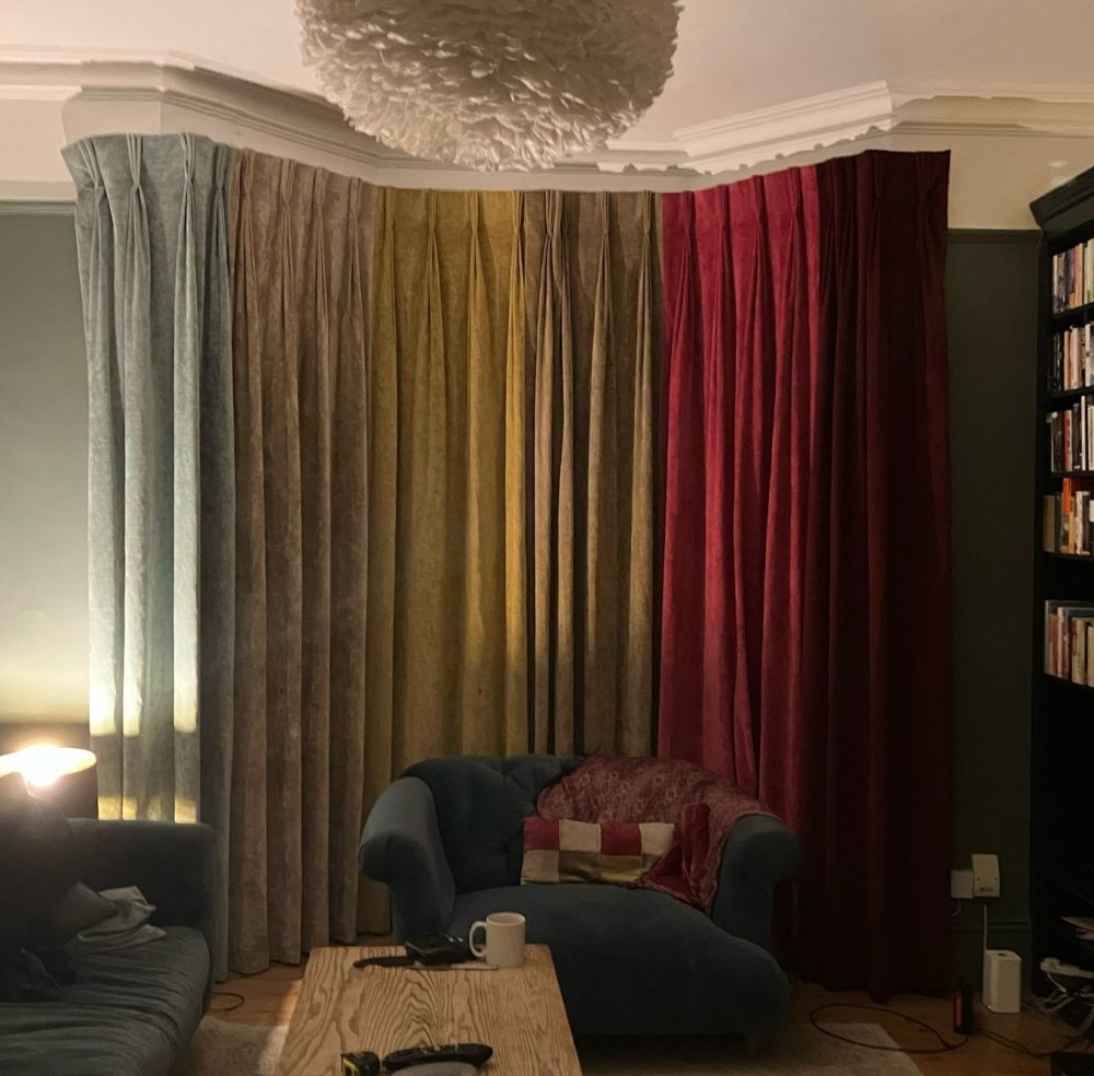 Fab Chenille Multi-Colour Pinch Pleat Second-hand Curtains W401 D277