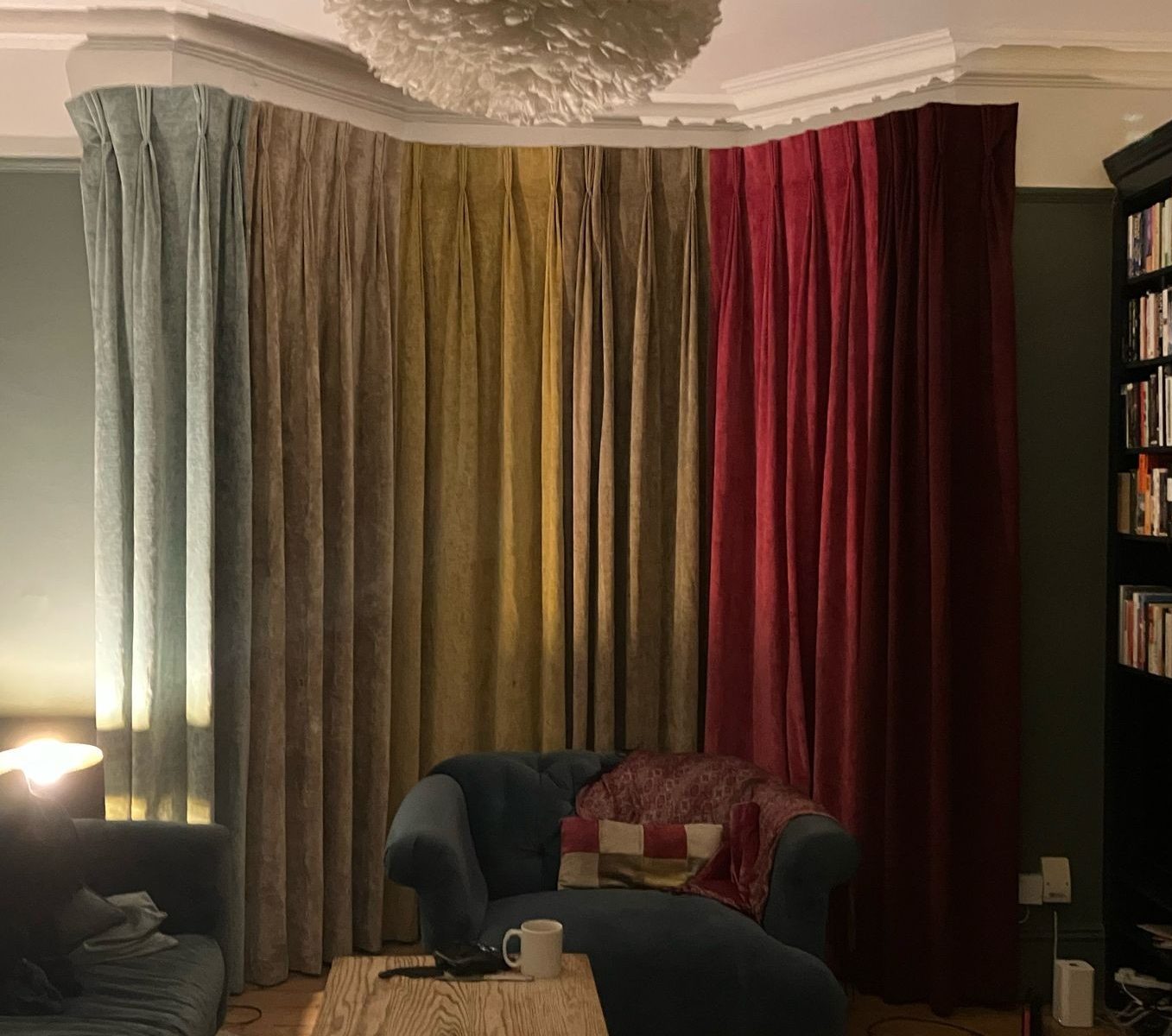 Fab Chenille Multi-Colour Pinch Pleat Second-hand Curtains W401 D277