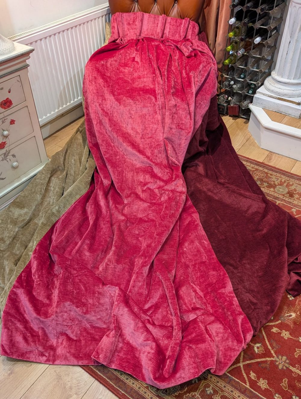 Fab Chenille Multi-Colour Pinch Pleat Second-hand Curtains W401 D277 - Image 10