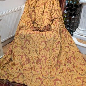 Lovely Red and Gold Vintage Pinch Pleat Second-Hand Curtains - 2 Pairs Available
