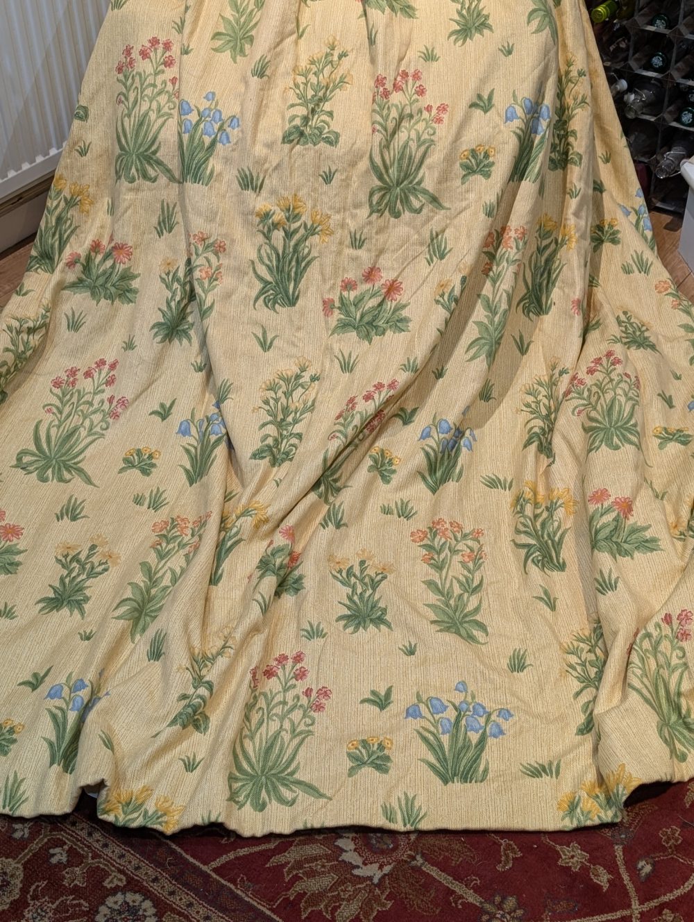 Great Value Vintage Yellow with Flowers Pinch Pleat Second-hand Curtains W270 D256 - Image 2