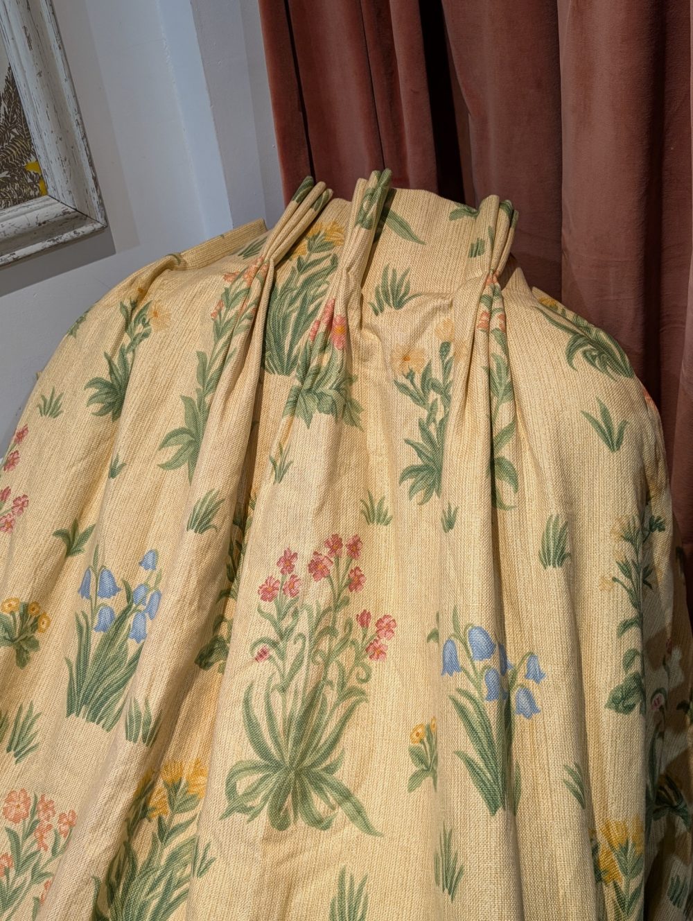 Great Value Vintage Yellow with Flowers Pinch Pleat Second-hand Curtains W270 D256 - Image 6