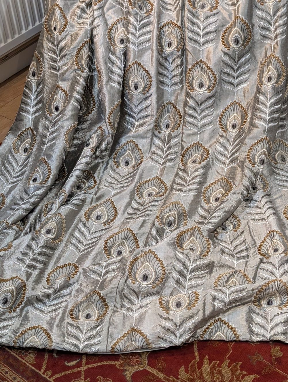 Jane Churchill Silver/Grey Embroidered Second-Hand Curtains - Up to 2 Pairs Available - Image 2