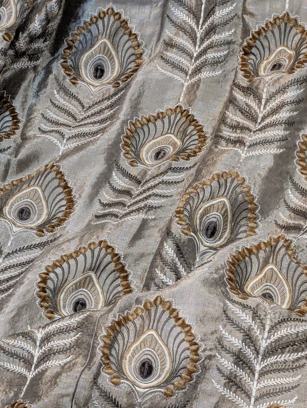 Jane Churchill Silver/Grey Embroidered Second-Hand Curtains - Up to 2 Pairs Available - Image 3