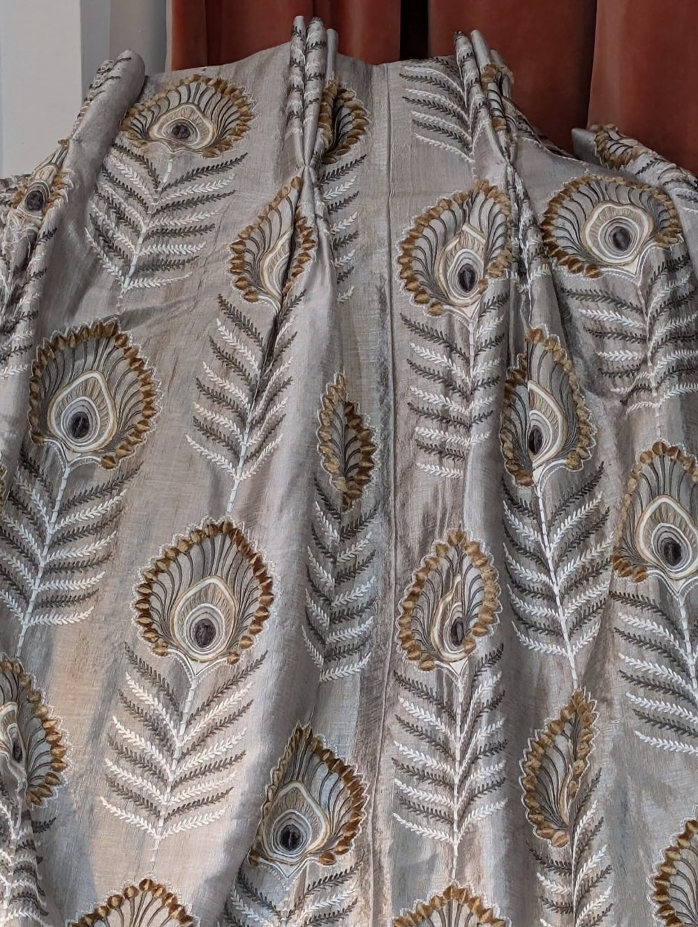 Jane Churchill Silver/Grey Embroidered Second-Hand Curtains - Up to 2 Pairs Available - Image 4