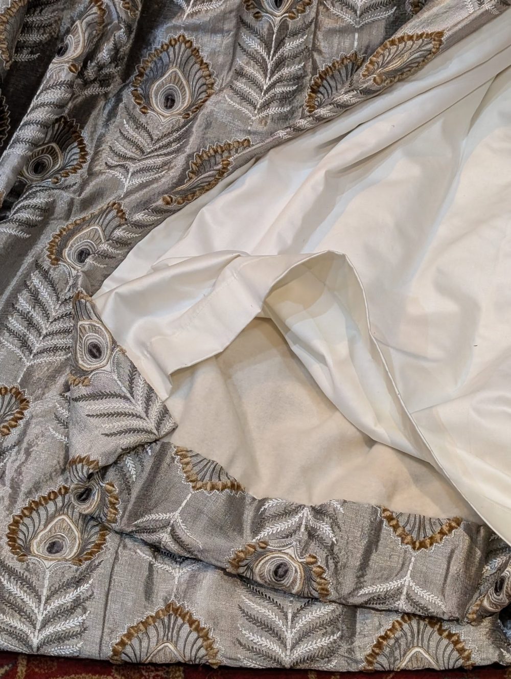Jane Churchill Silver/Grey Embroidered Second-Hand Curtains - Up to 2 Pairs Available - Image 5