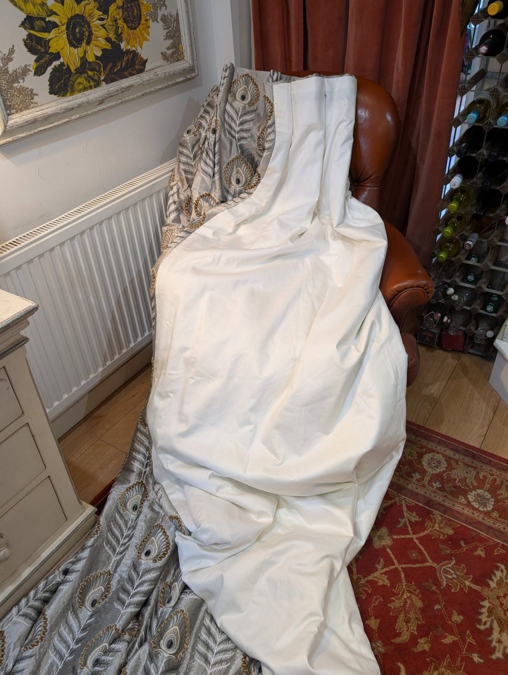 Jane Churchill Silver/Grey Embroidered Second-Hand Curtains - Up to 2 Pairs Available - Image 6