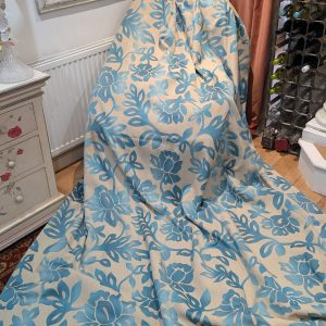 Laura Ashley Ellington Teal Jacquard Second-Hand Curtains W188 D270 - 2 identical Pairs Available