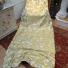 Cream and Green Sateen Pencil Pleat Second-Hand Curtains - 2 Pairs Available - Image 9