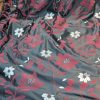Black and Red Leaf Pattern Pencil Pleat Second-Hand Curtains W200 D297 - Image 9