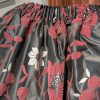 Black and Red Leaf Pattern Pencil Pleat Second-Hand Curtains W200 D297 - Image 6