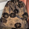 Black and Tan Leaf Pattern Pencil Pleat Second-Hand Curtains W135 D300 - Image 7