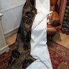 Black and Tan Leaf Pattern Pencil Pleat Second-Hand Curtains W135 D300 - Image 5