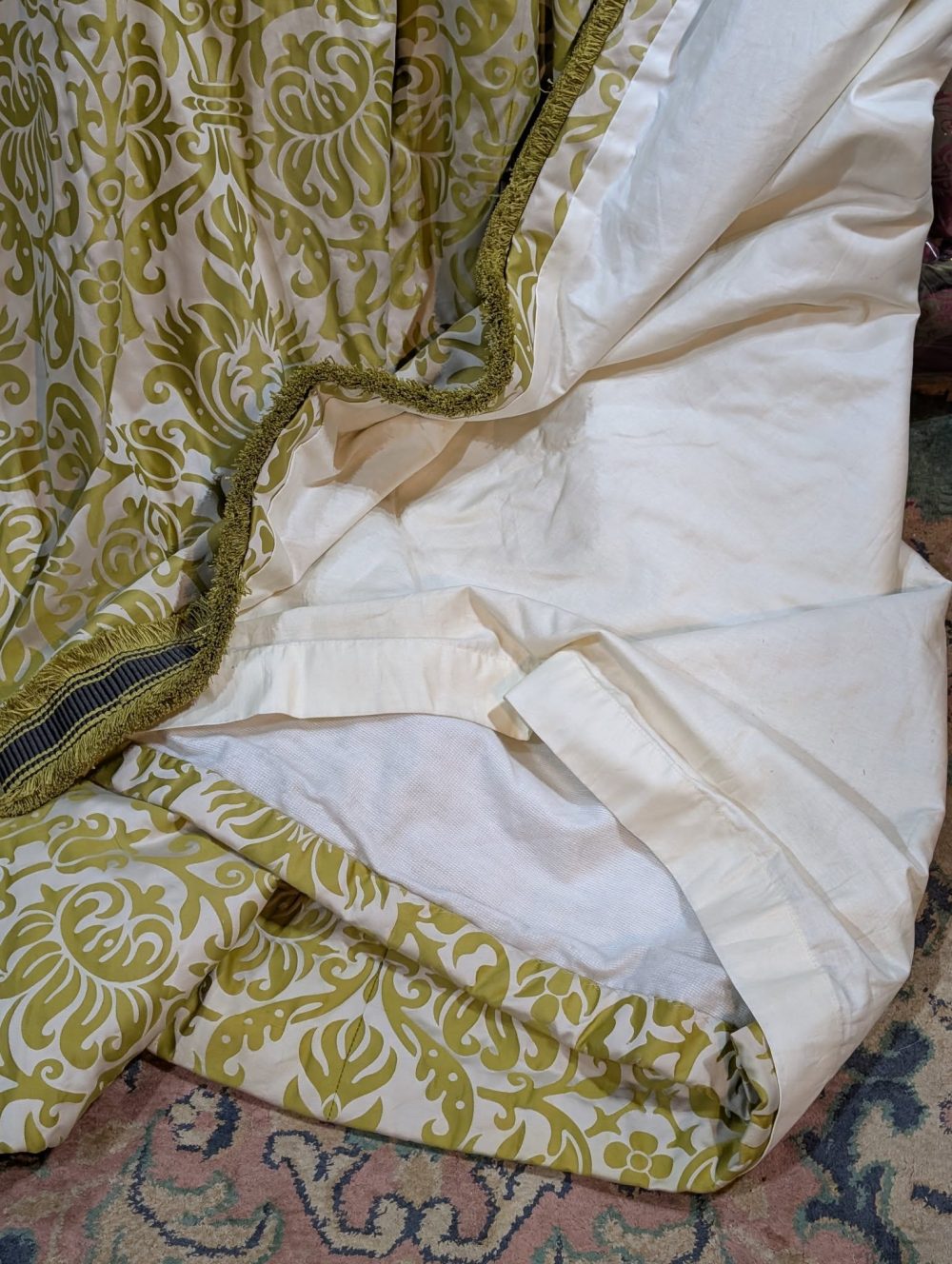 Floria Palm Extra Wide Pinch Pleat Second-Hand Curtains W346 D284 - Image 4