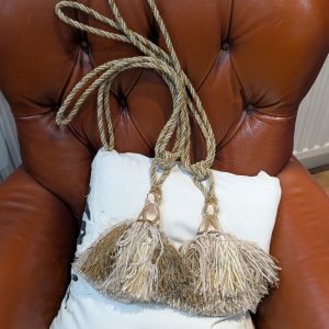 Light Gold Two-Tone Tassel Tie-Backs with interwoven gold threads - 5 Pairs Available