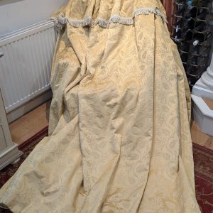 Gold Damask Second-Hand Curtains with an Attached Valance W250 D234