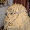 Gold Damask Second-Hand Curtains with an Attached Valance W250 D234 - Image 3