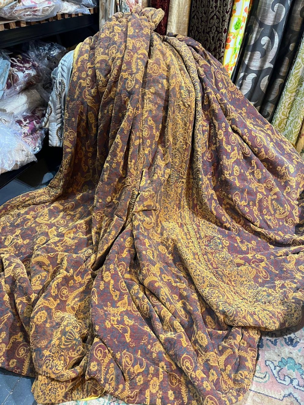 Stunning Wide Mulberry Goblet Pleat Second-Hand Curtains W406 D290 - Image 7
