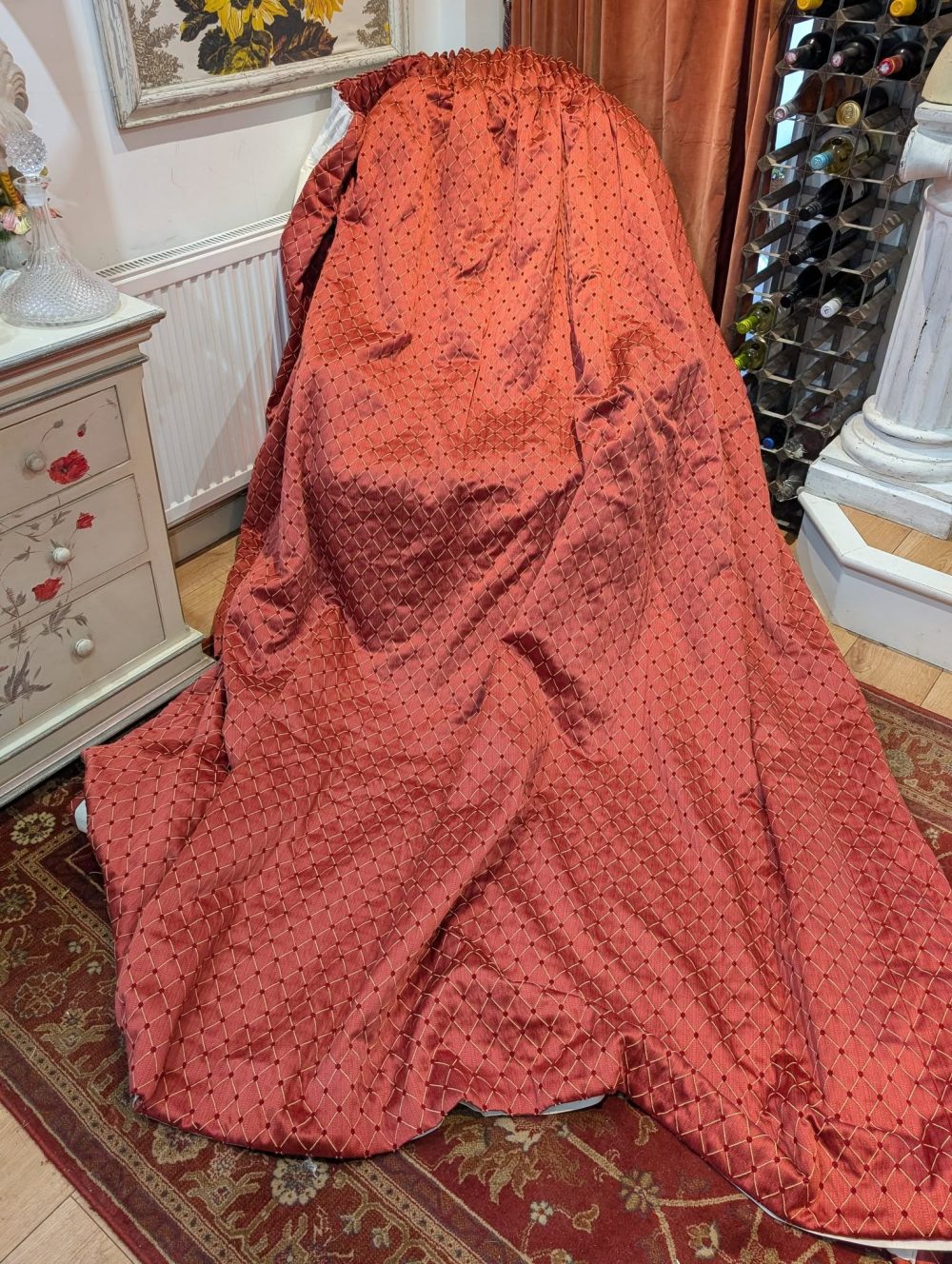 Terracotta Pencil Pleat Interlined Second-Hand Curtains W317 D262