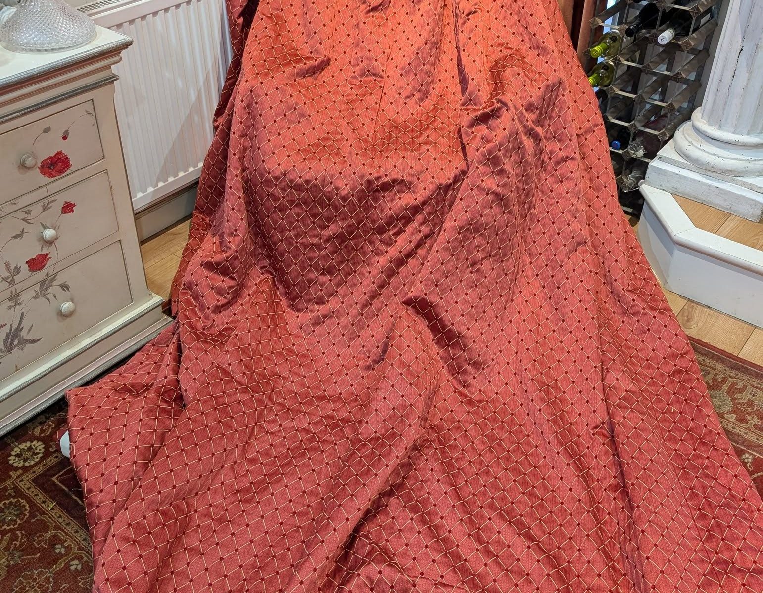 Terracotta Pencil Pleat Interlined Second-Hand Curtains W317 D262