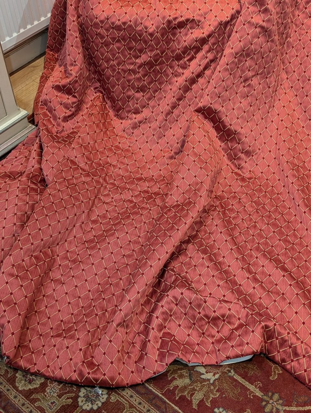 Terracotta Pencil Pleat Interlined Second-Hand Curtains W317 D262 - Image 3