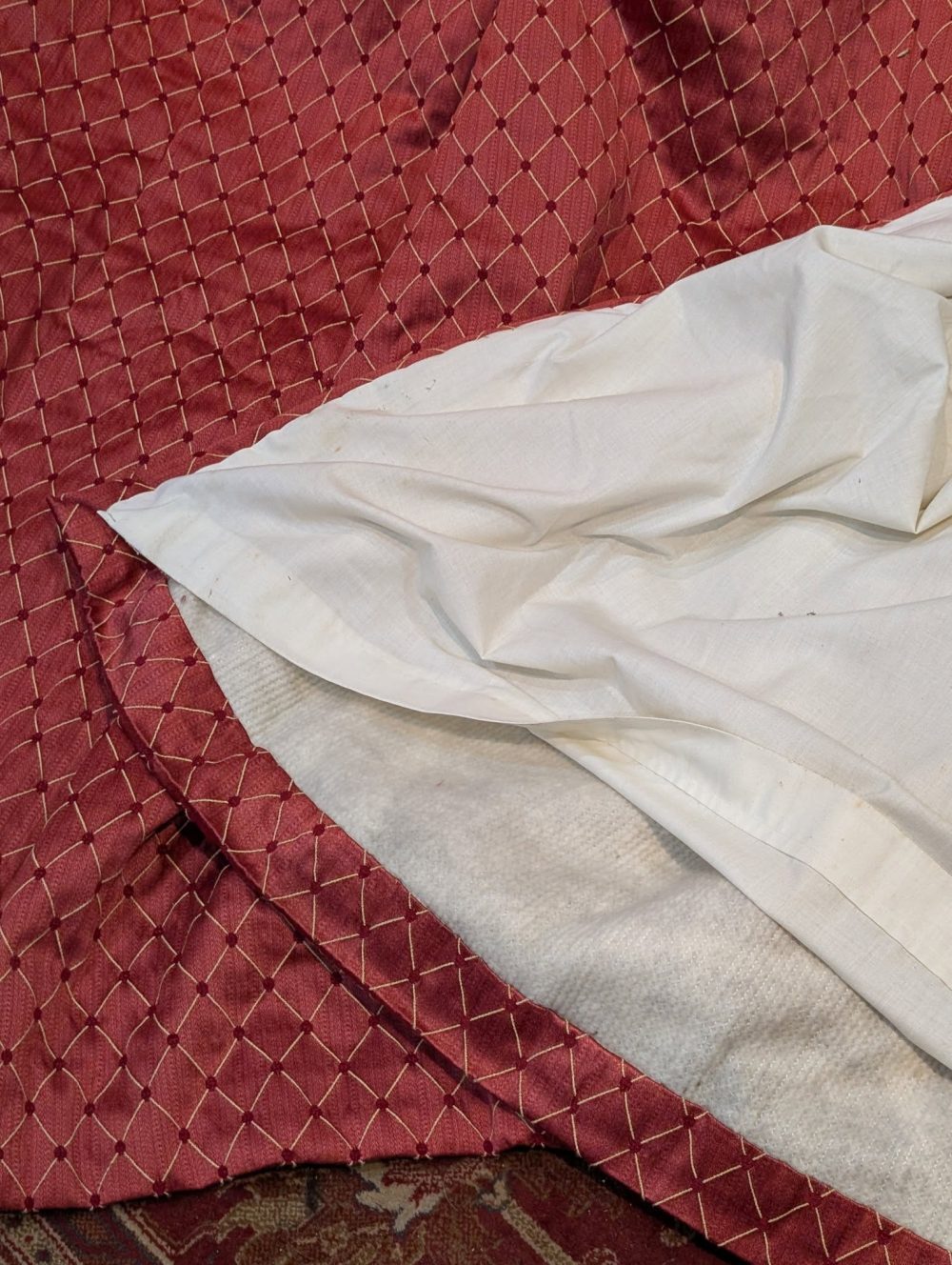 Terracotta Pencil Pleat Interlined Second-Hand Curtains W317 D262 - Image 5