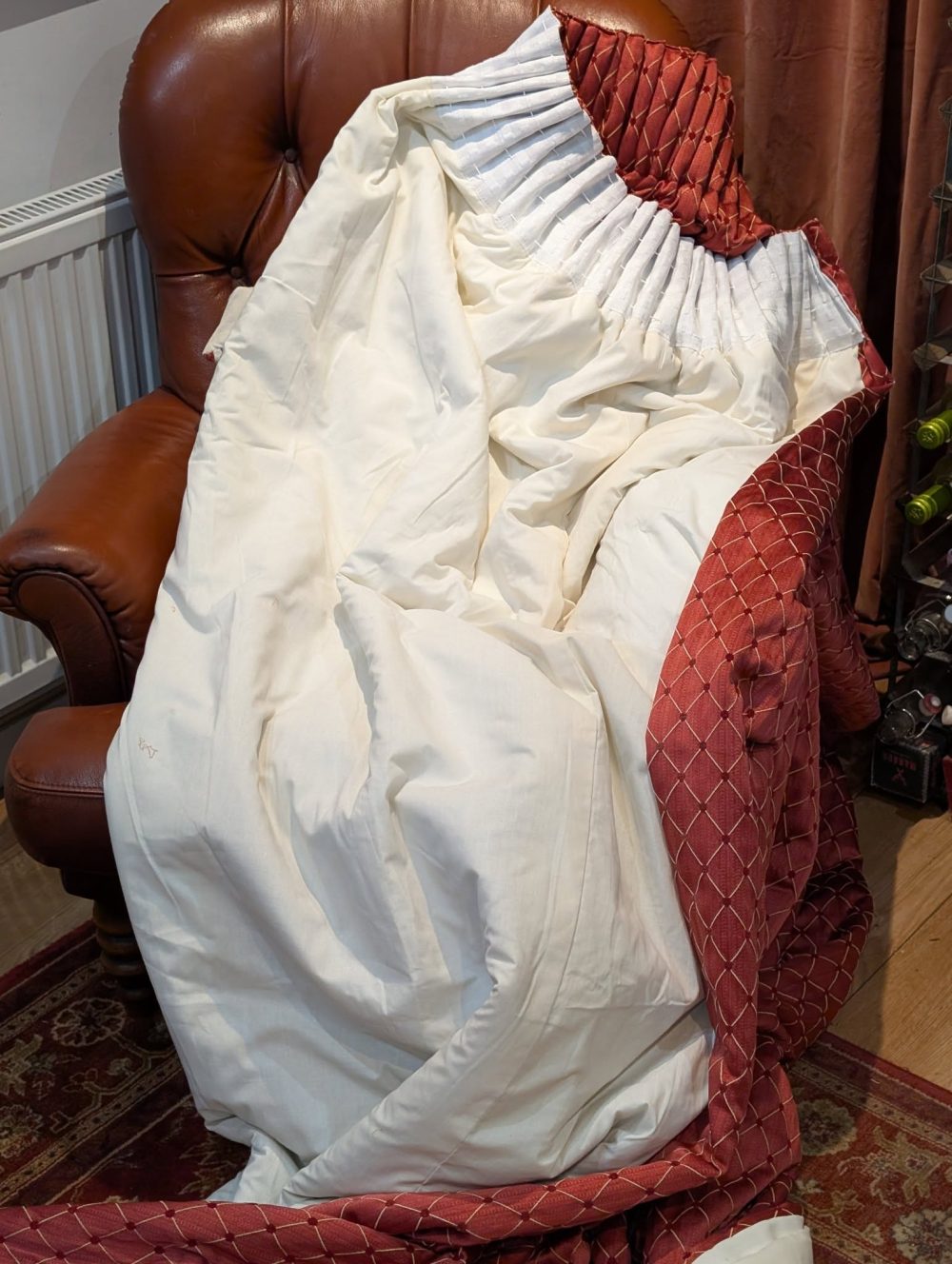 Terracotta Pencil Pleat Interlined Second-Hand Curtains W317 D262 - Image 8