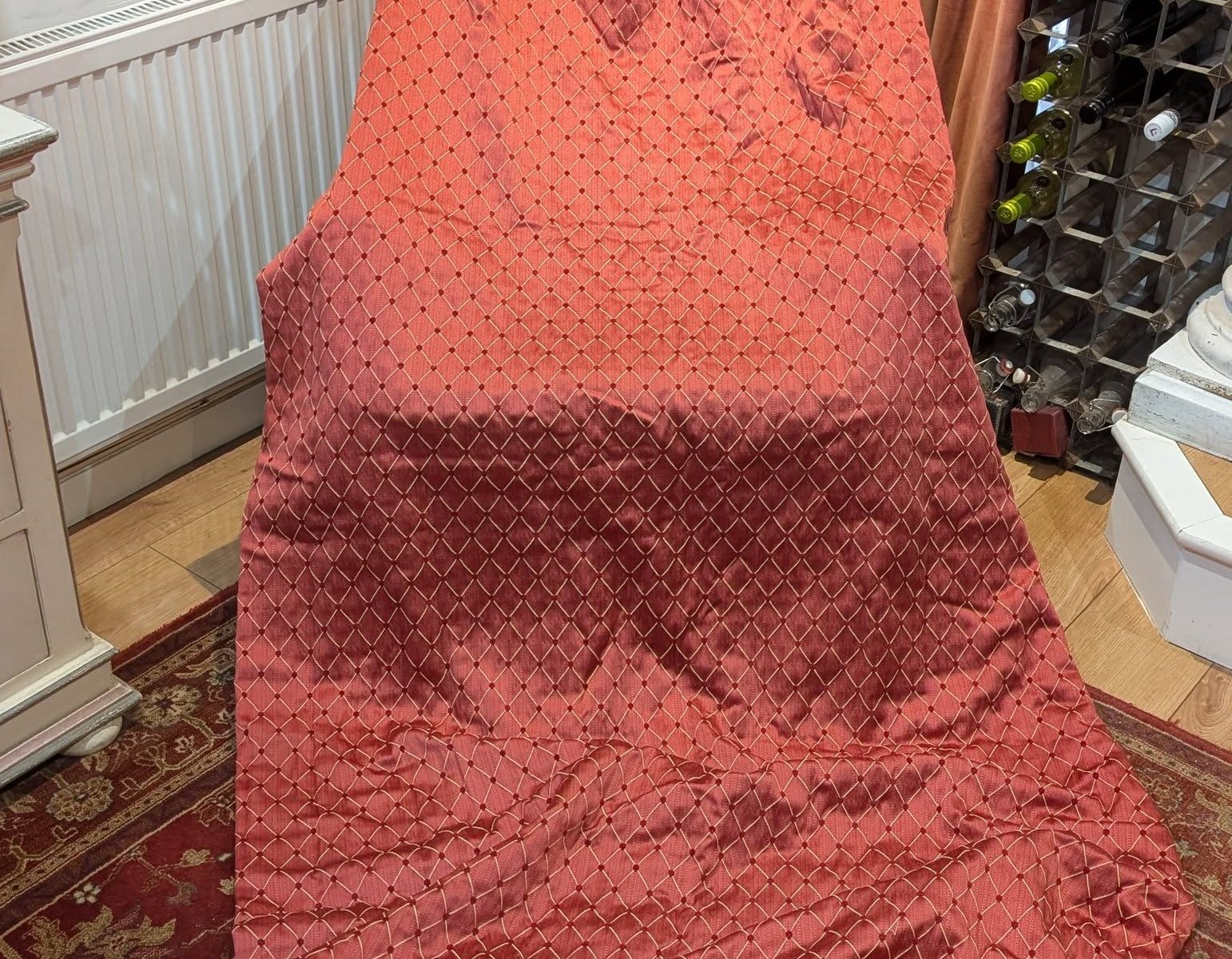 Terracotta Pencil Pleat Interlined Second-Hand Curtains - Up to 8 pairs available