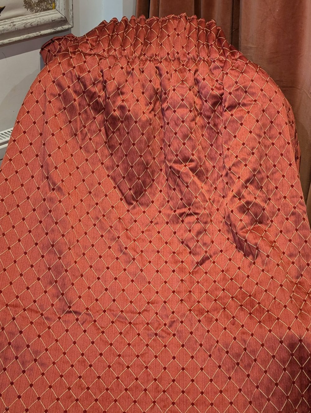 Terracotta Pencil Pleat Interlined Second-Hand Curtains - Up to 4 pairs available - Image 3
