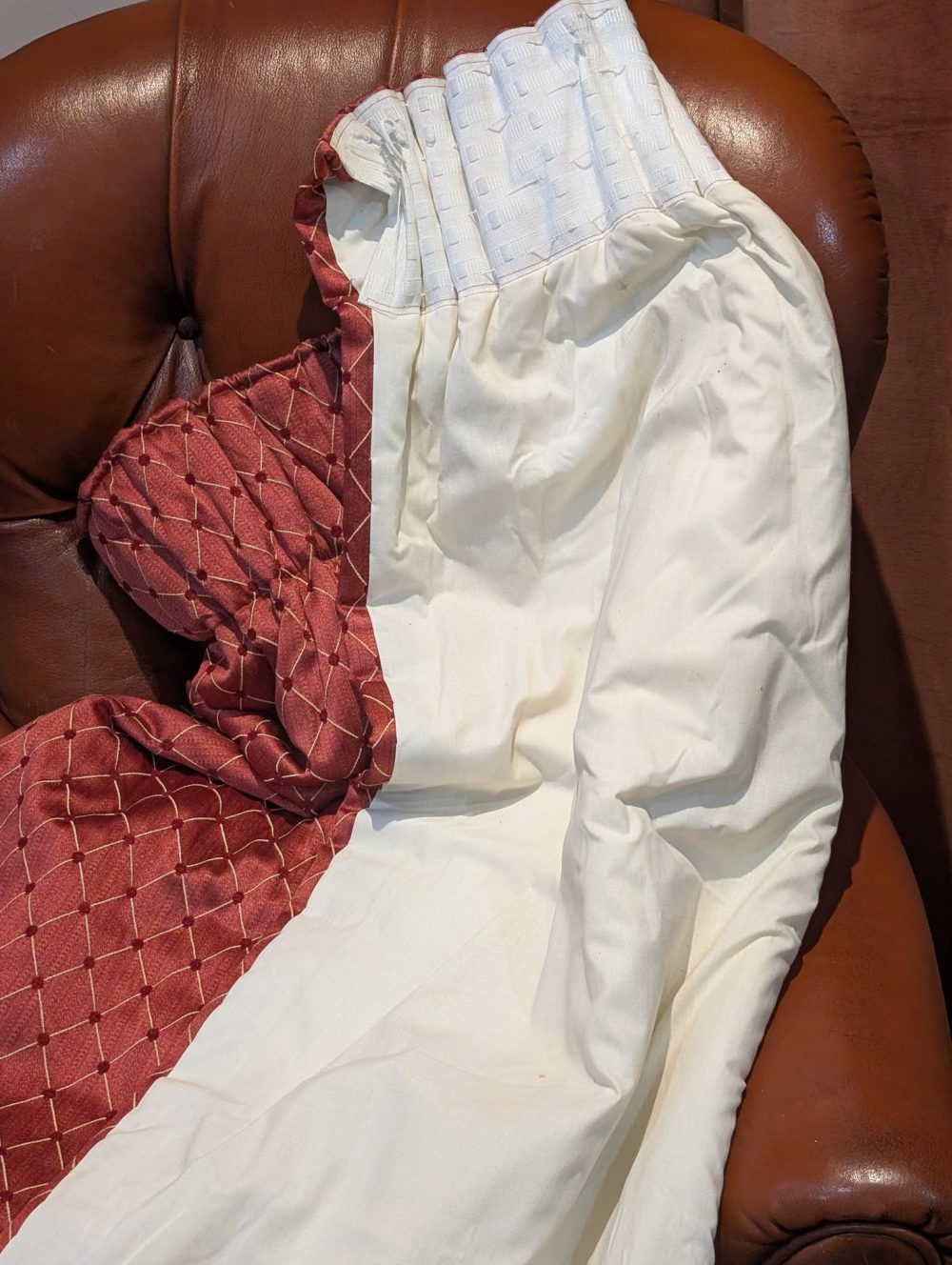 Terracotta Pencil Pleat Interlined Second-Hand Curtains - Up to 4 pairs available - Image 6